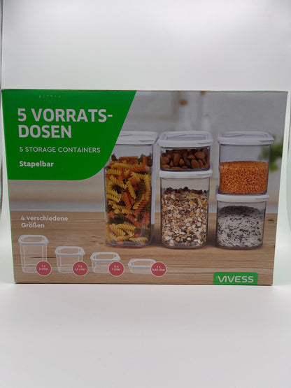 Vivess 5er-Set Vorratsdosen